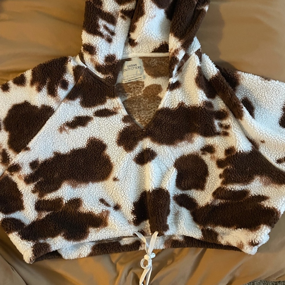 Cow print crop sweater
